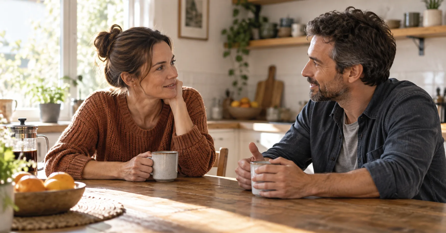 Keeping Connection Alive: 6 Habits for Long-Term Love 1 Couple keeping connection alive through a relaxed conversation over coffee